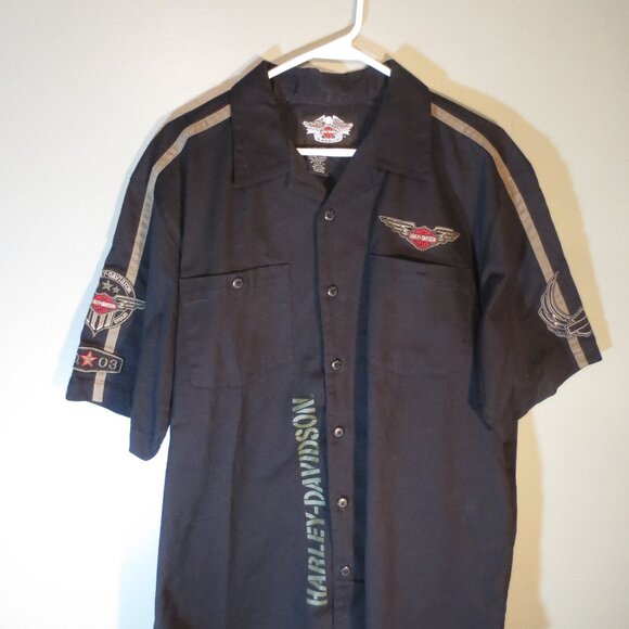 Harley Davidson Motorcycles Black Button Down 1903 Collared Shirt - Large - Picture 1 of 6